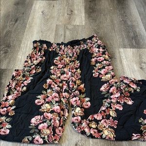 Floral Black Pants